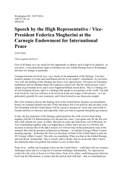 Speech by the High Representative / Vice