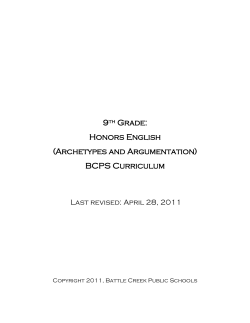 9th Grade: Honors English (Archetypes and Argumentation) BCPS
