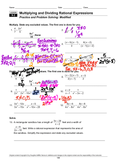 Multiplying and Dividing Rational Expressions