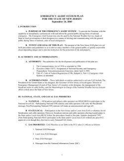 New Jersey`s Emergency Alert System Plan