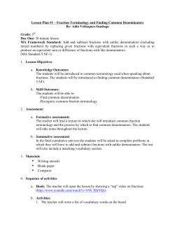 Lesson Plan #1 &ndash; Fraction Terminology and Finding Common