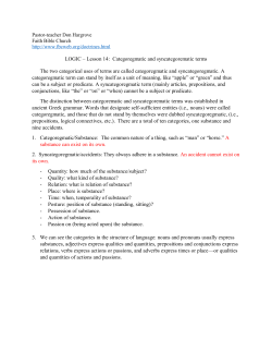 LOGIC – Lesson 14: Categoregmatic and syncategorematic terms