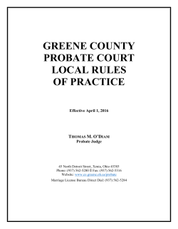 GREENE COUNTY PROBATE COURT LOCAL RULES OF PRACTICE