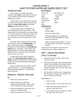 Learning Activity 1 WHAT IS STORM WATER AND WHERE DOES IT