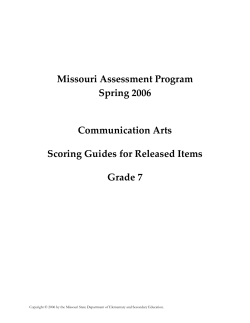 Missouri Assessment Program Spring 2006 Communication Arts