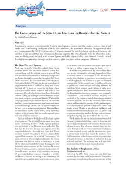 No. 32: Russia after the Duma Elections