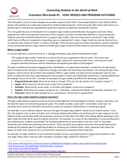 LOGIC MODELS AND PROGRAM OUTCOMES