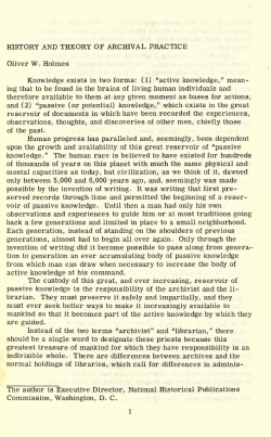 history and theory of archivalpractice