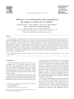 Influences on communication about reproduction