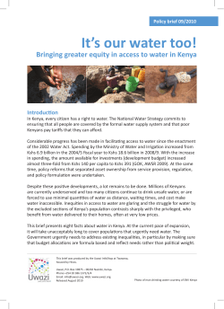 It`s our water too! Bringing greater equity in access to water in Kenya