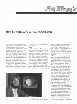 How to Write a Paper for SIGGRAPH
