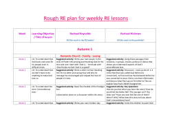 Rough RE plan for weekly RE lessons