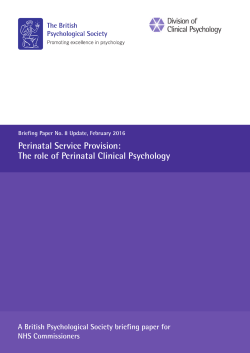 Perinatal Service Provision: The role of Perinatal Clinical Psychology