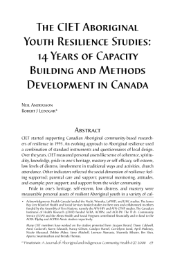 The CIET Aboriginal Youth Resilience Studies