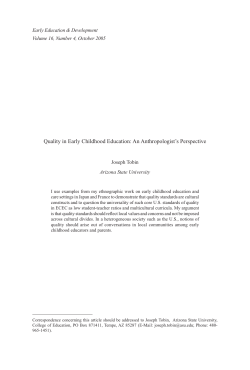 Quality in Early Childhood Education: An Anthropologist`s Perspective