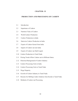 CHAPTER&ndash; II PRODUCTION AND PROCESSING OF CASHEW