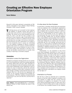 Title Creating an Effective New Employee Orientation