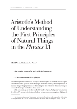 Aristotle`s Method of Understanding the First Principles of Natural
