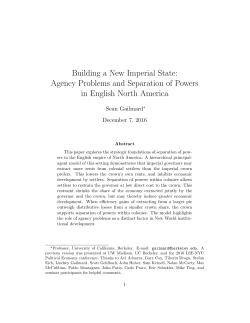 Building a New Imperial State: Agency Problems and Separation of
