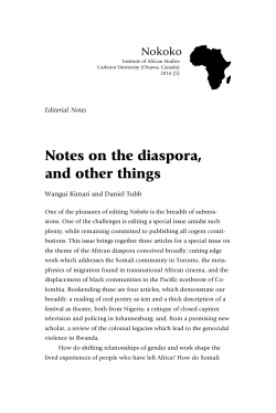 Notes on the diaspora, and other things