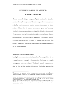 RETHINKING LEADING: THE DIRECTIVE, NON