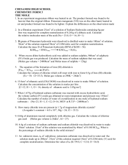 chesamisi high school chemistry form 3 the mole