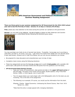 AP® American Government and Politics Summer Reading