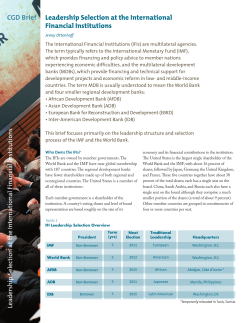 CGD Brief Leadership Selection at the International Financial