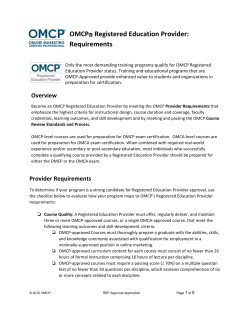 OMCP​  ​Registered Education Provider: Requirements