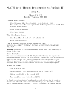 MATH 4140 &ldquo;Honors Introduction to Analysis II&rdquo;