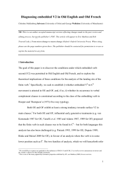 Diagnosing embedded V2 in Old English and Old French