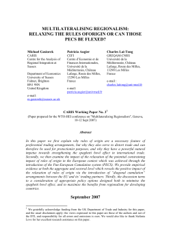 MULTILATERALISING REGIONALISM: RELAXING THE RULES