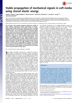Stable propagation of mechanical signals in soft media using stored
