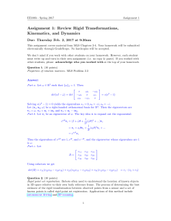Assignment 1: Review Rigid Transformations, Kinematics, and