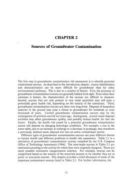 Sources of Groundwater Contamination