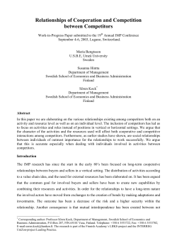 Cooperation and Competiton Relationships