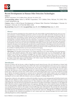(2014) Recent developments in human odor detection technologies. J