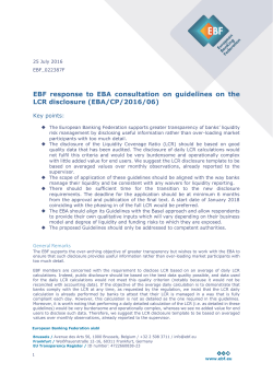 EBF response to EBA consultation on guidelines on the LCR