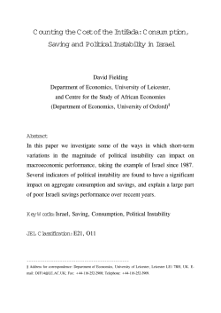 C ounting the C ost of the Intifada: C onsum ption, Saving and