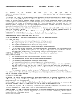 ELECTRONIC FUND TRANSFER DISCLOSURE For