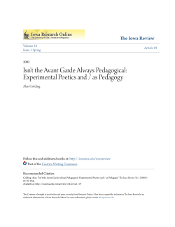 Isn`t the Avant Garde Always Pedagogical