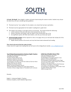 At South, We Read!! Every English 1 student will read a book during