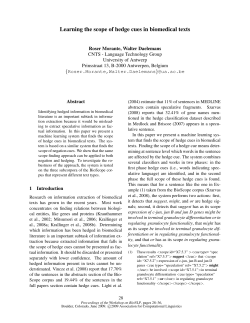 Learning the Scope of Hedge Cues in Biomedical Texts