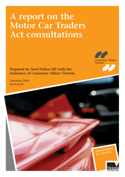 Consumer Affairs Victoria - Motor Car Traders consultation report