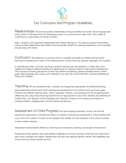 Our Curriculum and Program Guidelines