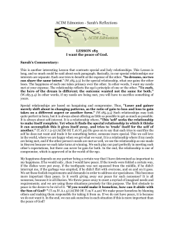 ACIM Edmonton - Sarah`s Reflections