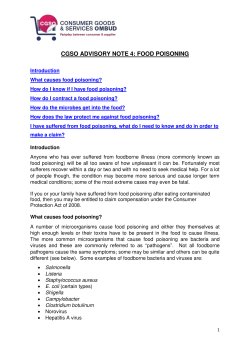 CGSO ADVISORY NOTE 4: FOOD POISONING