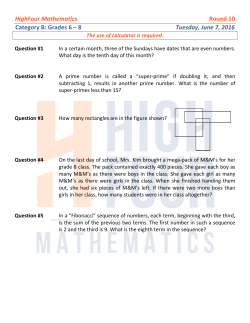 HighFour Mathematics Round 10 Category B: Grades 6 &ndash; 8 Tuesday