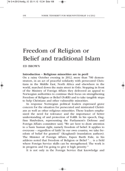 Freedom of Religion or Belief and traditional Islam