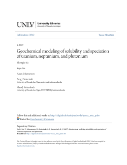 Geochemical modeling of solubility and speciation of uranium
